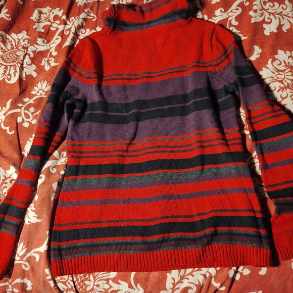 Ralph Lauren Red, Purple & Black Patterned Turtleneck Sweater - Picture 2 of 4